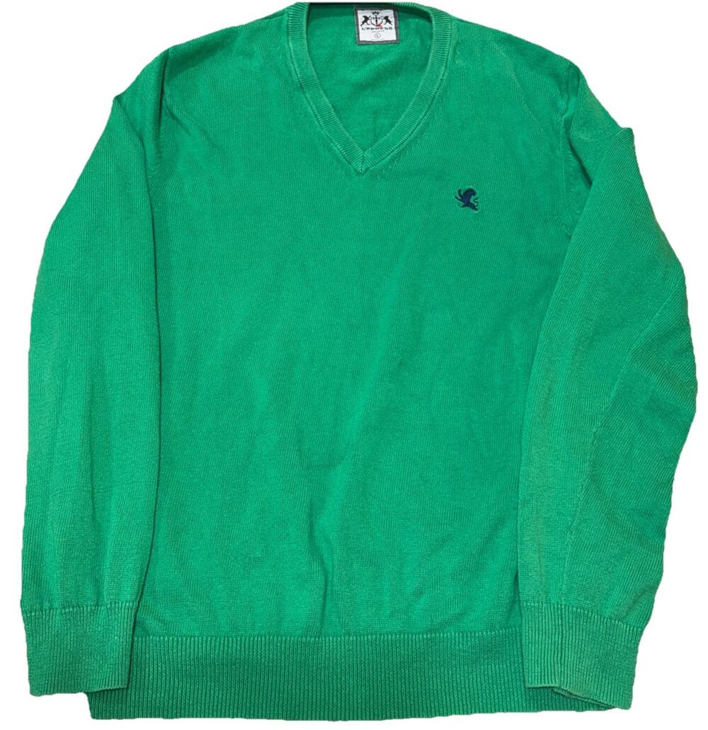 Express Men’s Green Cotton V-Neck Sweater Large